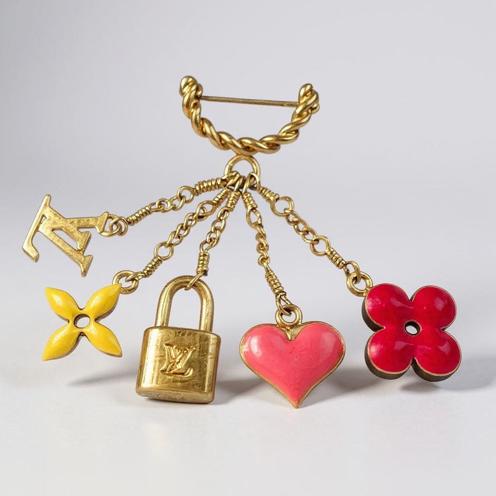 Louis Vuitton Gold and Red Charm Brooch - Picture 2 of 2
